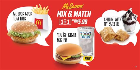 Do note that effective 1 september 2018, a 6% service tax would be chargeable to the menu prices. McDonald's McSavers Mix & Match RM5.99 All Day Except 4AM ...