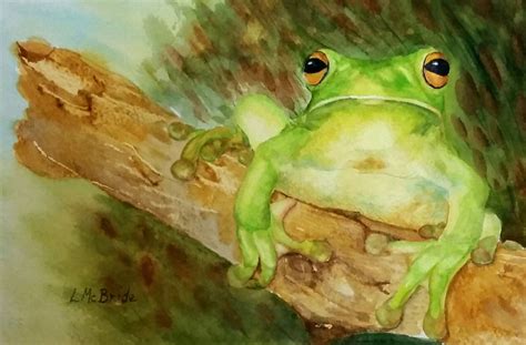 Little Green Frog Original Watercolor Painting 7 X 10 Etsy