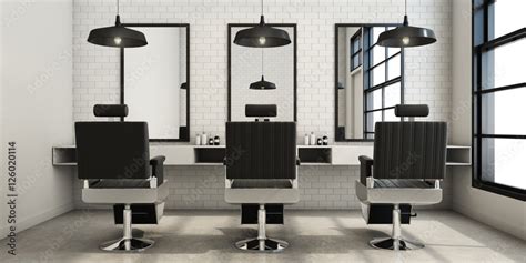 Barber Shop Modern And Loft Design 3d Render Stock Illustration Adobe