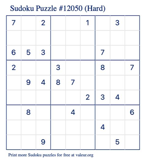 Free Printable Hard Sudoku With The Answer