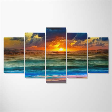 Sunset Landscape Abstract Ocean Sunset Wall Décor Artistic Etsy