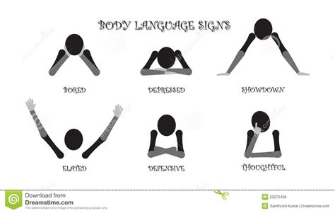 Similarly, if she fixes her outfit, such as adjusting her skirt, that could be a watch for positive body language as you walk over to the woman. Different Body Language Signs Like Elation Stock Vector ...