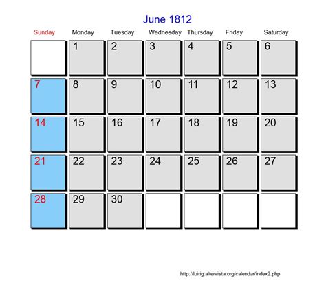 June 1812 Roman Catholic Saints Calendar