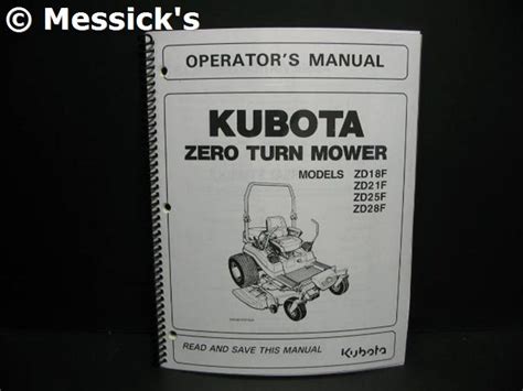 Kubota Zd18zd21zd25zd28 Owners Manual Part K3151 71273