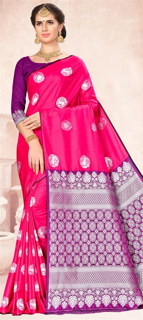 Traditional Pink And Majenta Color Banarasi Silk Silk Fabric Saree 1582000