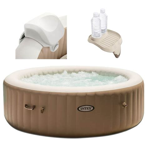 Intex 28403e Pure Spa 4 Person Inflatable Hot Tub With Headrest And Cup Holder