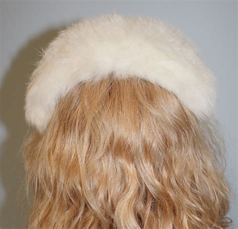 1950s Rabbit Fur Hat Vintage White Rabbit Fur Headband