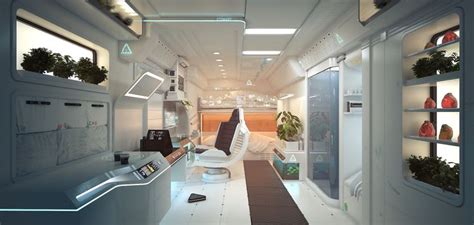 cozy space age spaceship interior futuristic architecture interior