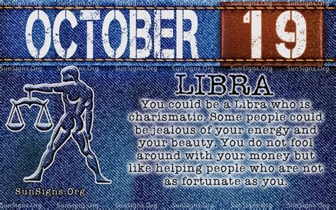 See characteristics of your astrological sign and unveil your personality traits. October 19 Zodiac Horoscope Birthday Personality ...