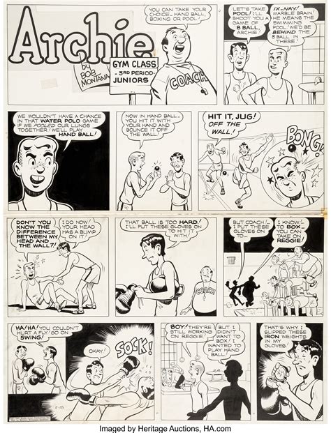 Bob Montana Archie Sunday Comic Strip Original Art Dated 5 18 47 Lot 46079 Heritage Auctions