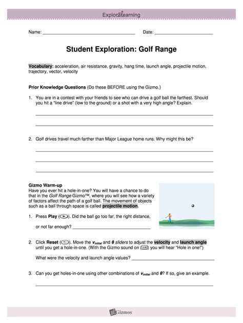 Student exploration gizmo answer key. Student Exploration Golf Range Gizmo Answer Key Pdf - Fill ...