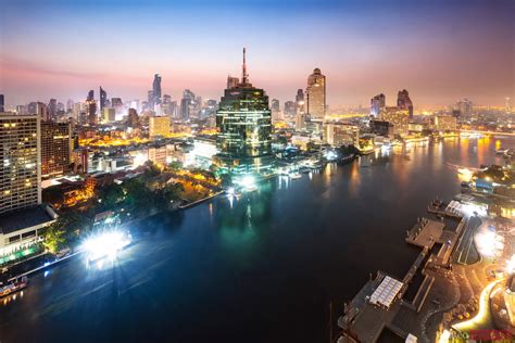 City Skyline At Night Bangkok Thailand Royalty Free Image