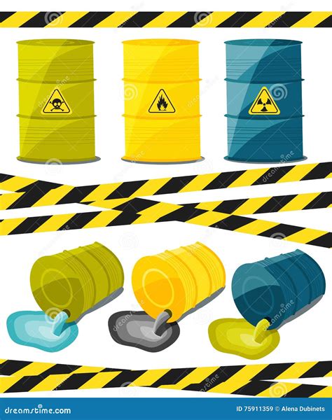 Containers Explosive Reactive Substances Waste Chemical Industry Vector