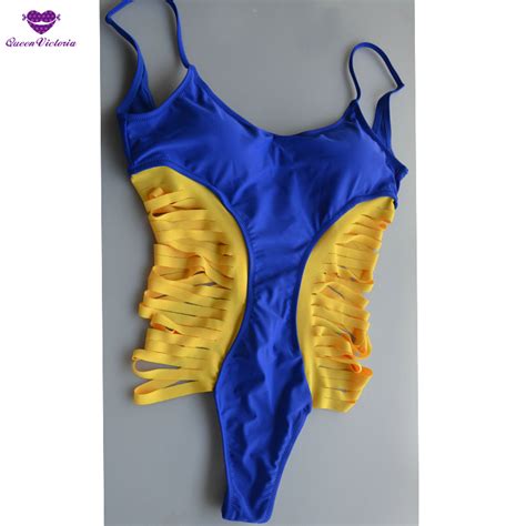 Yellow G String One Pieces Suit European Blueswimsuit