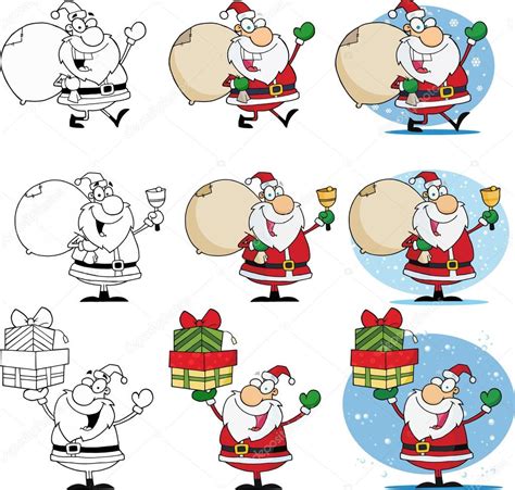 Santa Claus Cartoon Mascot Characters — Stock Vector © Hittoon 60664497