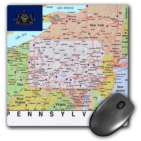 3drose Image Of Pennsylvania Topographic Map With Flag Mouse Pad 8