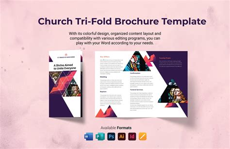 Church Tri Fold Brochure Template In Psd Word Publisher Indesign