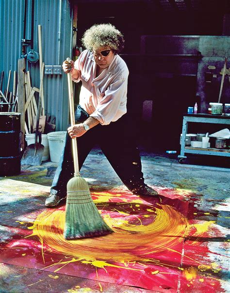 Dale Chihuly Seen Here Using A Broom To Paint On The Deck Of His