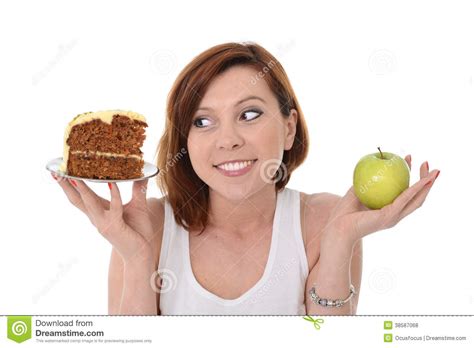 Dolce O Apple Choice Del Ciarpame Del Dessert Attraente Della Donna Fotografia Stock - Immagine ...