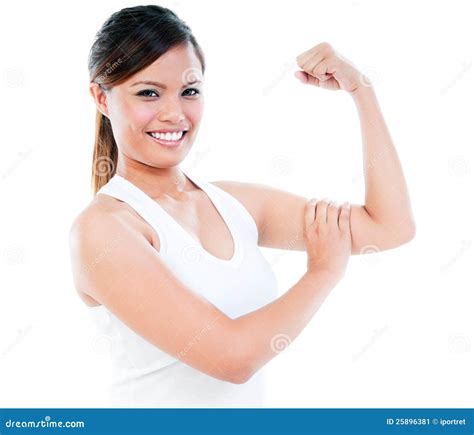 Cute Young Woman Flexing Her Bicep Stock Image Image 25896381