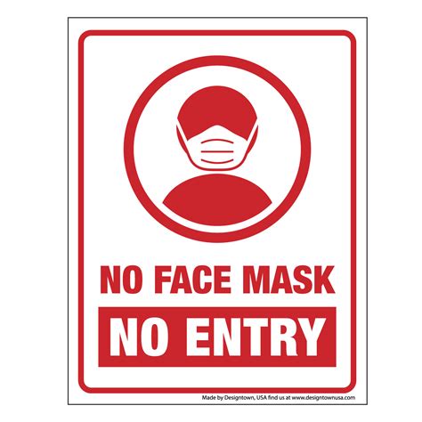 No Face Mask No Entry Signs For Windows And Walls Regular Size 85 X