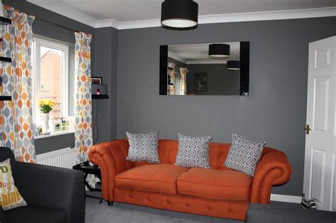 Orange & green boy's bedroom design with orange. Orange And Grey Living Room Ideas - Modern House