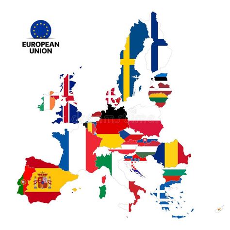 Kaart Van De Vlaggen Van De Lidstaten Van De Europese Unie Vóór Brexit