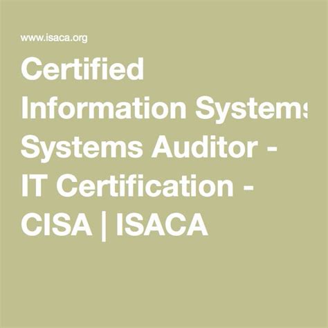Certified Information Systems Auditor It Certification Cisa