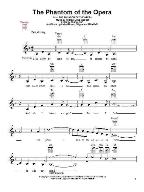Andrew lloyd webber the phantom of the opera piano sheet music | jellynote. The Phantom Of The Opera by Andrew Lloyd Webber - Ukulele - Guitar Instructor