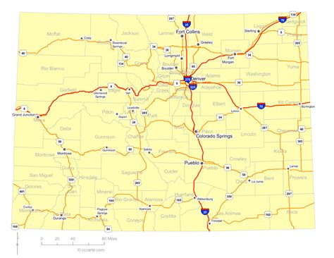 Map Of Colorado Cities Colorado Interstates Highways Road Map