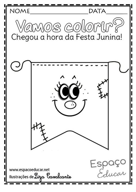 Bandeirinhas para festa junina Modelos criativos e fáceis de fazer Festa junina para colorir