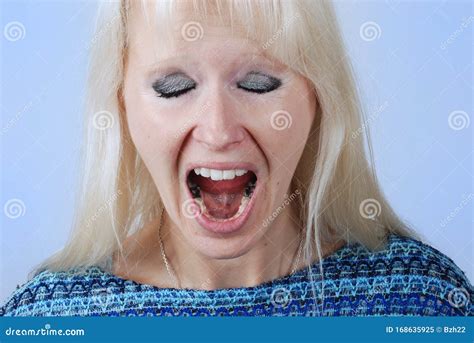 Young Blonde Woman With A Cry Stock Image Image Of Face Portrait 168635925