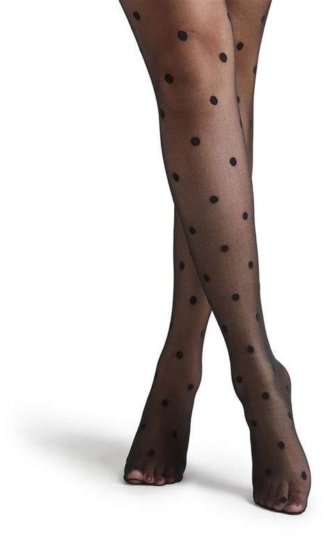 Black Polka Dot Pattern Sheer Mesh Pantyhose Stockings Medias Y Calcetines Zapatos Con
