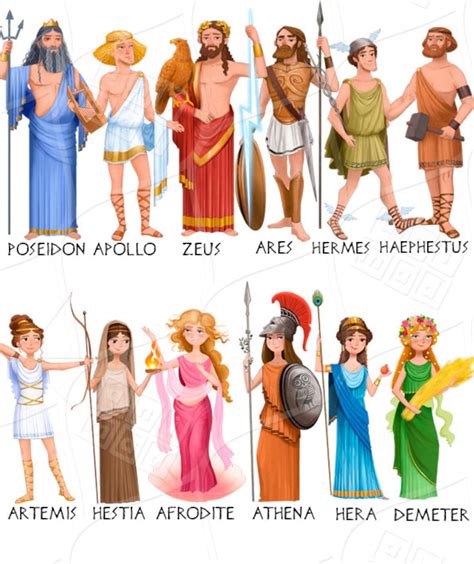 12 Ancient Greek Roman Gods Clipart Instant Download Greek Etsy