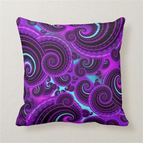 Funky Purple Swirl Fractal Art Pattern Throw Pillow Bitly