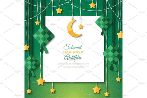 Selamat Hari Raya Card With White Paper Sheet Decorative