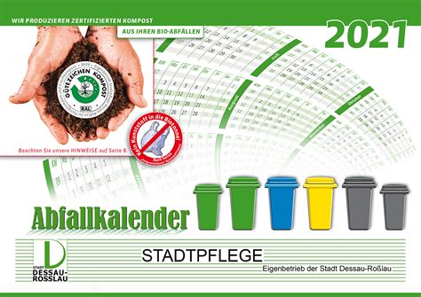 Abfallkalender 2021 Stadtpflege Dessau Roßlau