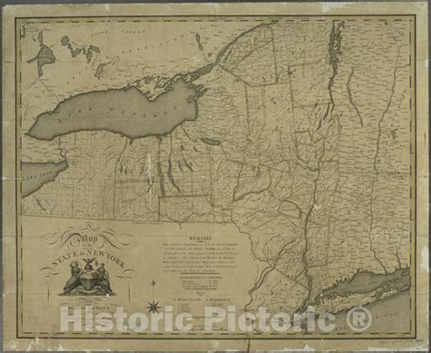 Historic 1804 Map A Map Of The State Of New York New York State
