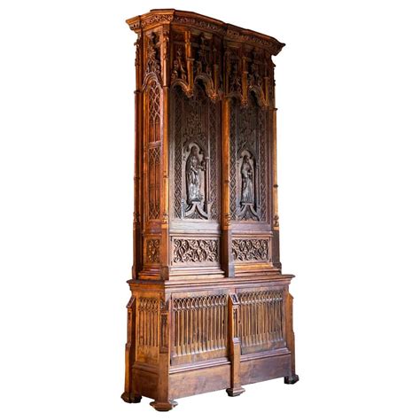 Gothic Revival Oak Cupboard Heavily Carved Circa 1850 At 1stdibs