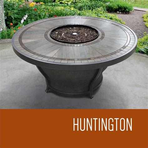 Huntington 48 Inch Round Porcelain Top Gas Fire Pit Table Fp
