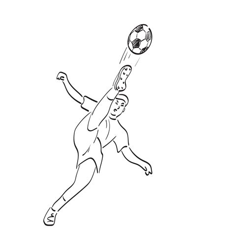Line Art Male Soccer Player Shooting Ball Illustration Vector Hand