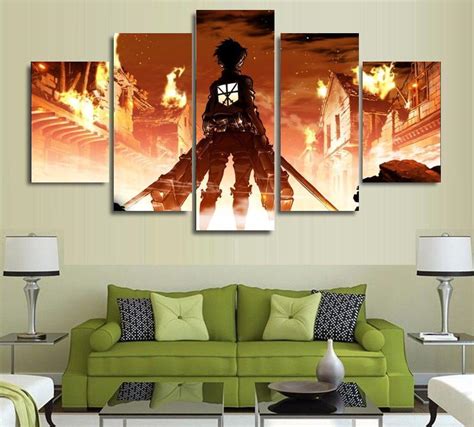 Attack on titan wall 9952 gifs. Attack On Titan Eren Yeager - Anime 5 Panel Canvas Art ...