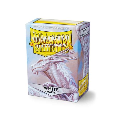 Every box has a label at the top of the box for your personal use. Dragon Shield White Matte Standard 100 Card Sleeves