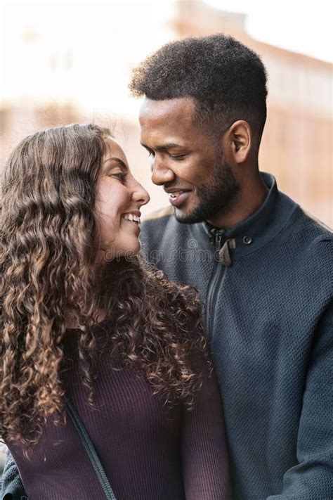 Interracial Young Couple Having Fun Stock Image Image Of Date