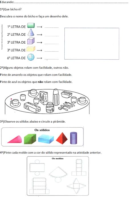 Bel Cardozo Atividade SÓlidos GeomÉtricos Atividades De Geometria