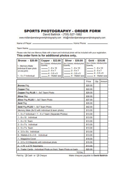 Free 30 Photography Order Forms In Pdf Ms Word