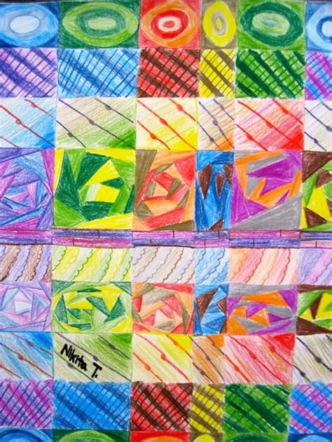 Pinewood Art Grid Art 8th Grade