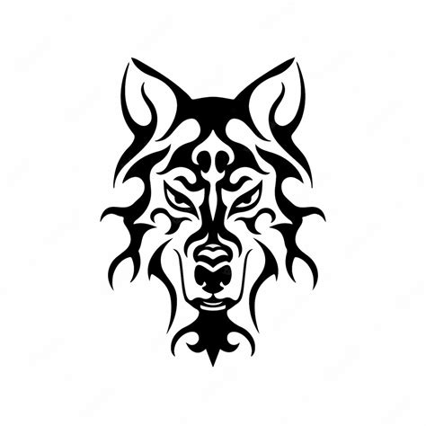 Tribal Wolf Head Logo Tattoo Design Stencil Vector Ilustración Vector