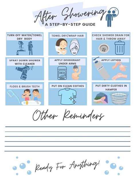 After Shower Check List Step By Step Guide Great For Adult Adhd Autism Visionary Learners