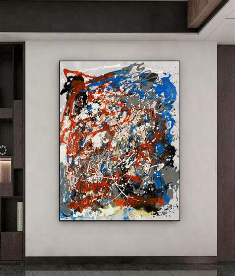 Oversize Wall Art Jackson Pollock Style Abstract On Canvas Etsy Uk